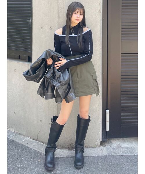 MURUA（ムルーア）の「マルチウェイレイヤードトップス（Tシャツ/カットソー・レディース・グレー/ブラック/カーキ・FREE）」の9枚目の写真