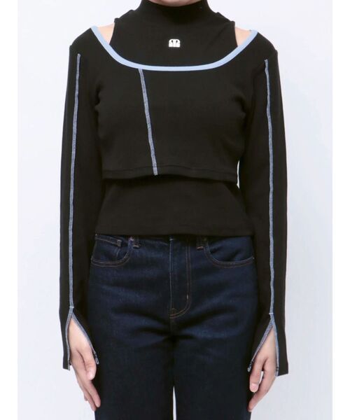 MURUA（ムルーア）の「マルチウェイレイヤードトップス（Tシャツ/カットソー・レディース・グレー/ブラック/カーキ・FREE）」の10枚目の写真