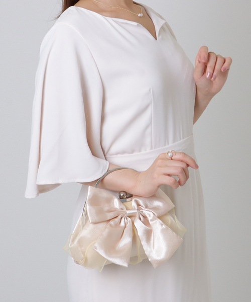 Lace Ladies(レースレディース)の「ビッグリボン コンパクト パーティー がま口 ハンドバッグ(クラッチバッグ・レディース・ホワイト/グレー/ブラック/ベージュ・FREE)」の15枚目の写真