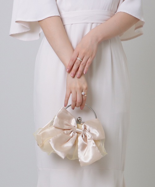 Lace Ladies(レースレディース)の「ビッグリボン コンパクト パーティー がま口 ハンドバッグ(クラッチバッグ・レディース・ホワイト/グレー/ブラック/ベージュ・FREE)」の16枚目の写真