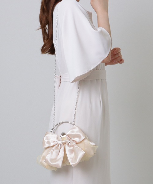 Lace Ladies(レースレディース)の「ビッグリボン コンパクト パーティー がま口 ハンドバッグ(クラッチバッグ・レディース・ホワイト/グレー/ブラック/ベージュ・FREE)」の17枚目の写真