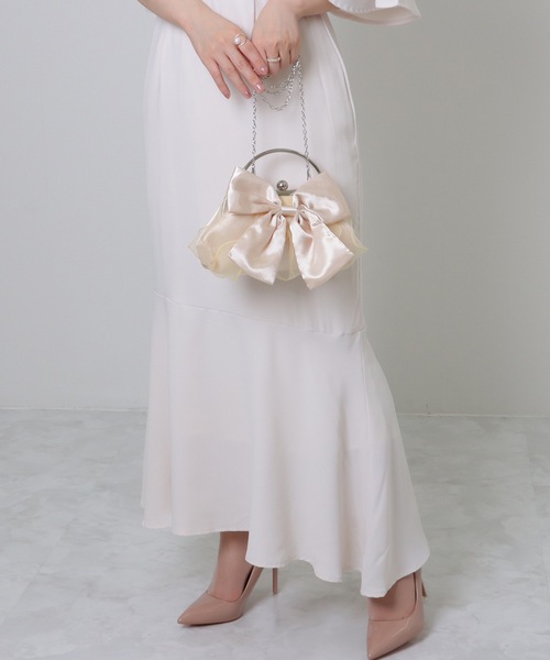 Lace Ladies(レースレディース)の「ビッグリボン コンパクト パーティー がま口 ハンドバッグ(クラッチバッグ・レディース・ホワイト/グレー/ブラック/ベージュ・FREE)」の19枚目の写真