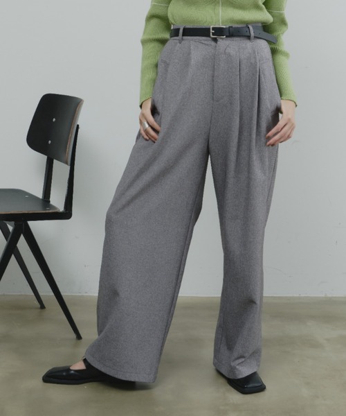 セール】フロントポケット2タックワイドスラックス（スラックス