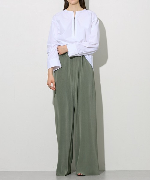 Tanm*日本未入荷*シールド/ウール ミッドプリーツ ワイドパンツ slattgir パンツ 高身長 カットソープリーツワイドパンツ 丈長め