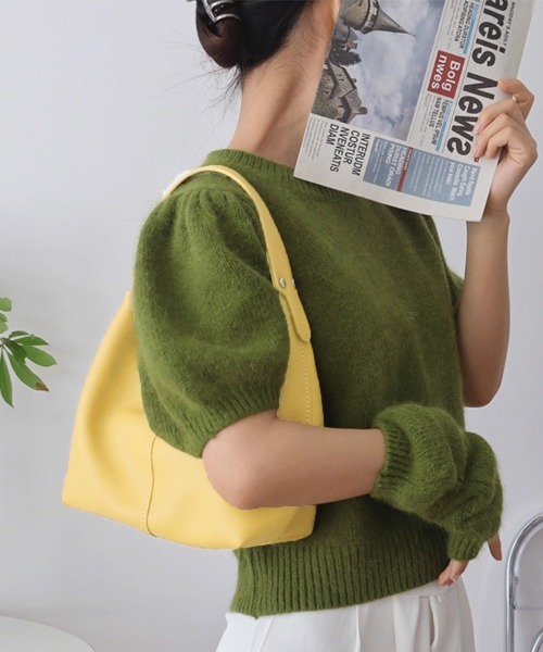 Miniministore(ミニミニストア)の「フェイクレザーワンハンドルバッグ 韓国風(ハンドバッグ・レディース・グリーン/イエロー/ブルー/オフホワイト/ブラック/ピンクベージュ/キャメル・FREE)」の17枚目の写真