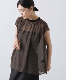 【ブラウンブラウス】グレディブリリアン　ソフト綿チュールカットソー 2色 Gready Brilliant｜グレディブリリアンのシャツ/ブラウス