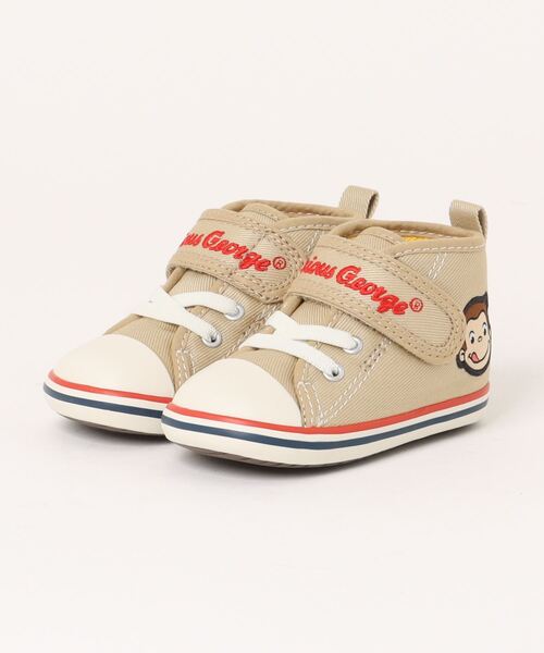 CONVERSE(コンバース)の「onverse コンバース BABY ALL STAR N WP V-1 / OSARUNOGEORGE ベビーシューズ ストラップ(ベビーオールスターNWPV-1/おさるのジョージ)(スニーカー・キッズ・ベージュ/インディゴブルー・13.0cm/14.0cm/15.0cm/13.5cm/14.5cm/12.5cm)」の1枚目の写真