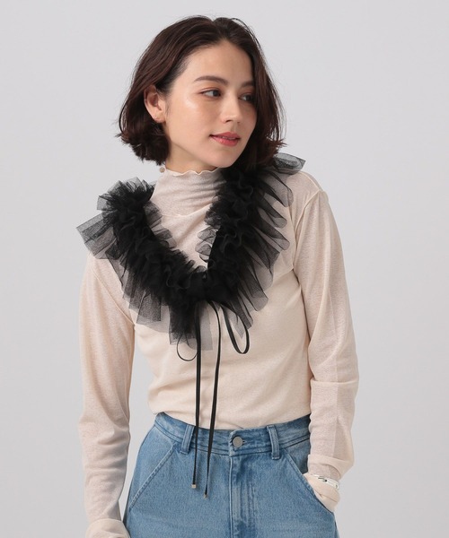 BAYFLOW（ベイフロー）の「ラッフルストール付け襟（付け襟・レディース・グレー/ブラック・FREE）」の2枚目の写真