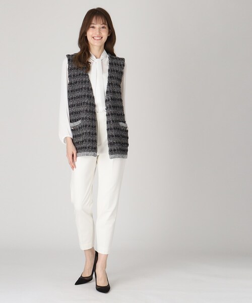 【セール】【洗える／ツイード柄／着回し◎】すっきり細見え、表情ゆたかなニットジレ（ベスト）｜COUP DE CHANCE（クードシャンス）