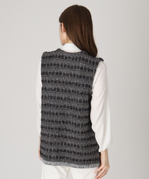 【セール】【洗える／ツイード柄／着回し◎】すっきり細見え、表情ゆたかなニットジレ（ベスト）｜COUP DE CHANCE（クードシャンス）