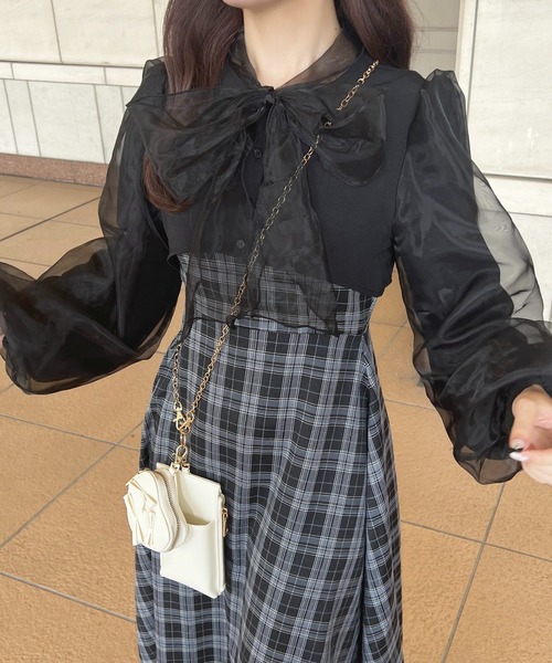 既にご購入済み商品となります。 セール】チュールボウタイリボンショートブラウス【ZOZOTOWN限定