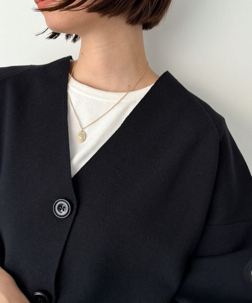 CANAL JEAN（キャナルジーン）の「El mar　ミラノリブVネックカーディガン（カーディガン/ボレロ・レディース・ブラック・ONE SIZE）」の4枚目の写真