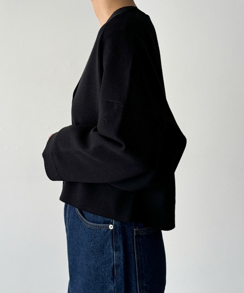CANAL JEAN（キャナルジーン）の「El mar　ミラノリブVネックカーディガン（カーディガン/ボレロ・レディース・ブラック・ONE SIZE）」の7枚目の写真