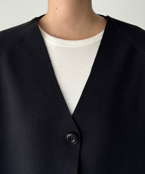 CANAL JEAN（キャナルジーン）の「El mar　ミラノリブVネックカーディガン（カーディガン/ボレロ・レディース・ブラック・ONE SIZE）」の9枚目の写真