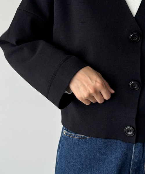 CANAL JEAN（キャナルジーン）の「El mar　ミラノリブVネックカーディガン（カーディガン/ボレロ・レディース・ブラック・ONE SIZE）」の10枚目の写真