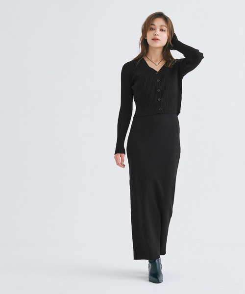 coca（coca）（コカ）の「【WEB限定セール】ニットキャミワンピース&ニットカーディガン 2点セット（ワンピース・レディース・ブラック/グレー・L/M）」の4枚目の写真