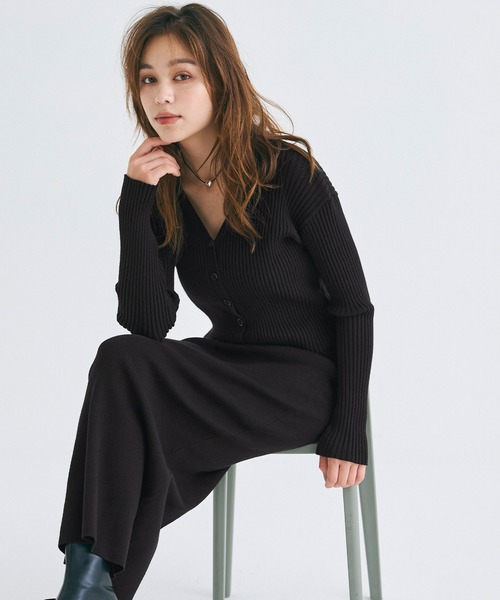 coca（coca）（コカ）の「【WEB限定セール】ニットキャミワンピース&ニットカーディガン 2点セット（ワンピース・レディース・ブラック/グレー・L/M）」の3枚目の写真