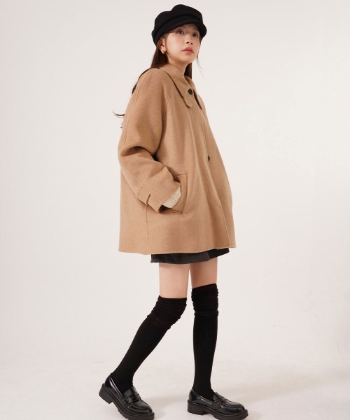 CEMONEMO(セモネモ)の「2way シースルー 切り替え リブ ニーハイソックス(ソックス/靴下・レディース・クリーム/ブラック/チャコール・FREE)」の7枚目の写真