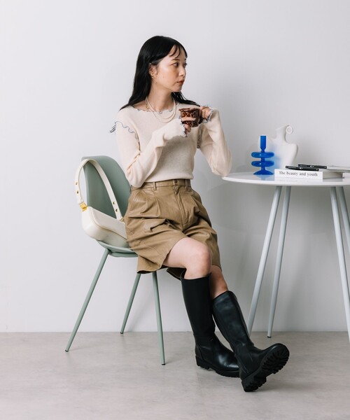 FREAK'S STORE（フリークスストア）の「ウォッシャブル ラメメロークルーネックニット（ニット/セーター・レディース・オフホワイト/ブラック/サックスブルー/ベージュ・ﾌﾘ-）」の6枚目の写真