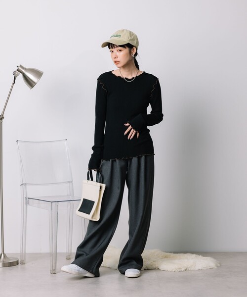 FREAK'S STORE（フリークスストア）の「ウォッシャブル ラメメロークルーネックニット（ニット/セーター・レディース・オフホワイト/ブラック/サックスブルー/ベージュ・ﾌﾘ-）」の12枚目の写真