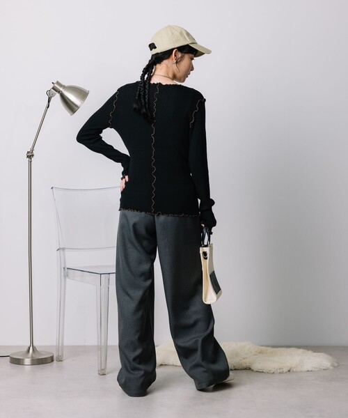 FREAK'S STORE（フリークスストア）の「ウォッシャブル ラメメロークルーネックニット（ニット/セーター・レディース・オフホワイト/ブラック/サックスブルー/ベージュ・ﾌﾘ-）」の13枚目の写真