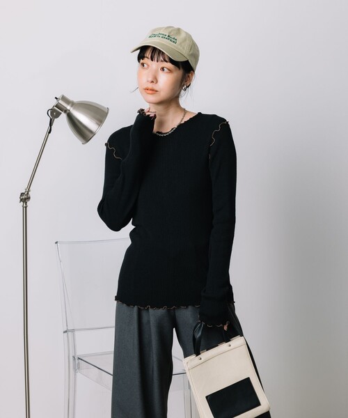 FREAK'S STORE（フリークスストア）の「ウォッシャブル ラメメロークルーネックニット（ニット/セーター・レディース・オフホワイト/ブラック/サックスブルー/ベージュ・ﾌﾘ-）」の15枚目の写真