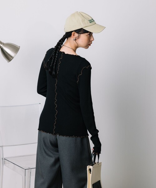 FREAK'S STORE（フリークスストア）の「ウォッシャブル ラメメロークルーネックニット（ニット/セーター・レディース・オフホワイト/ブラック/サックスブルー/ベージュ・ﾌﾘ-）」の17枚目の写真