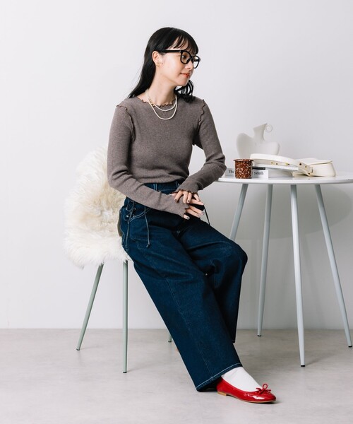 FREAK'S STORE（フリークスストア）の「ウォッシャブル ラメメロークルーネックニット（ニット/セーター・レディース・オフホワイト/ブラック/サックスブルー/ベージュ・ﾌﾘ-）」の21枚目の写真