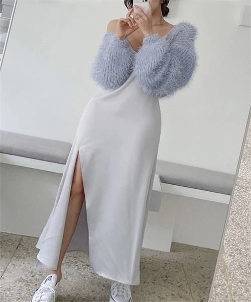 FREE STYLISTS(フリー スタイリスト)の「短丈シャギーヤーンVネックニットカーディガン(カーディガン/ボレロ・レディース・ホワイト/ブラック/ピンク/イエロー/ブルー・FREE)」の9枚目の写真