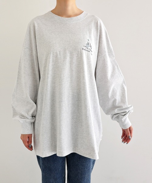 ANME（アンメ）の「パークプリント長袖Tシャツ（Tシャツ/カットソー・レディース・オートミール/ネイビー/オフホワイト/チャコールグレー・M/L）」の5枚目の写真