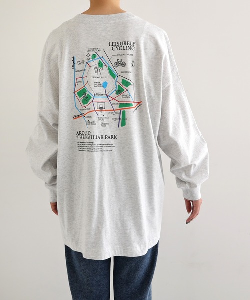 ANME（アンメ）の「パークプリント長袖Tシャツ（Tシャツ/カットソー・レディース・オートミール/ネイビー/オフホワイト/チャコールグレー・M/L）」の7枚目の写真