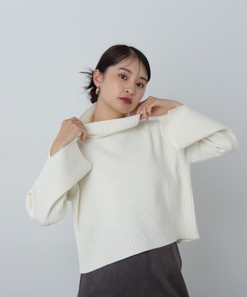 N.（N. Natural Beauty Basic）（エヌエヌナチュラルビューティーベーシック）の「◆ワイドリブハイネックニット（ニット/セーター・レディース・ロイヤルブルー/オフホワイト/グレー・MEDIUM）」の17枚目の写真