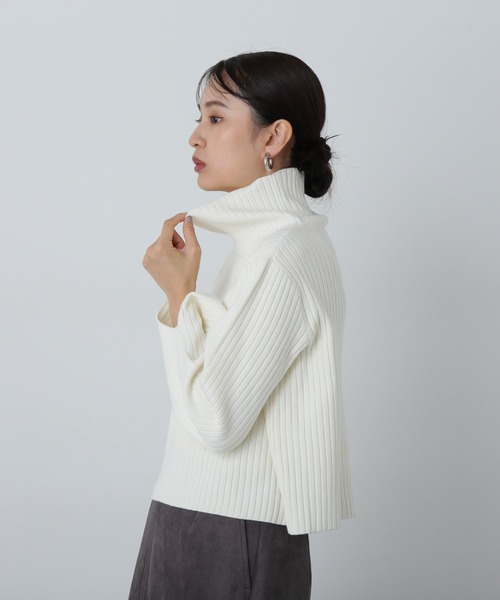N.（N. Natural Beauty Basic）（エヌエヌナチュラルビューティーベーシック）の「◆ワイドリブハイネックニット（ニット/セーター・レディース・ロイヤルブルー/オフホワイト/グレー・MEDIUM）」の18枚目の写真