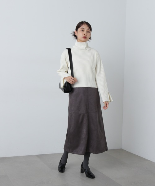 N.（N. Natural Beauty Basic）（エヌエヌナチュラルビューティーベーシック）の「◆ワイドリブハイネックニット（ニット/セーター・レディース・ロイヤルブルー/オフホワイト/グレー・MEDIUM）」の19枚目の写真