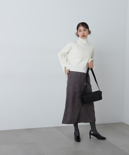 N.（N. Natural Beauty Basic）（エヌエヌナチュラルビューティーベーシック）の「◆ワイドリブハイネックニット（ニット/セーター・レディース・ロイヤルブルー/オフホワイト/グレー・MEDIUM）」の21枚目の写真