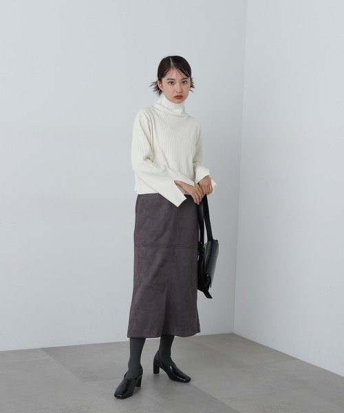 N.（N. Natural Beauty Basic）（エヌエヌナチュラルビューティーベーシック）の「◆ワイドリブハイネックニット（ニット/セーター・レディース・ロイヤルブルー/オフホワイト/グレー・MEDIUM）」の22枚目の写真