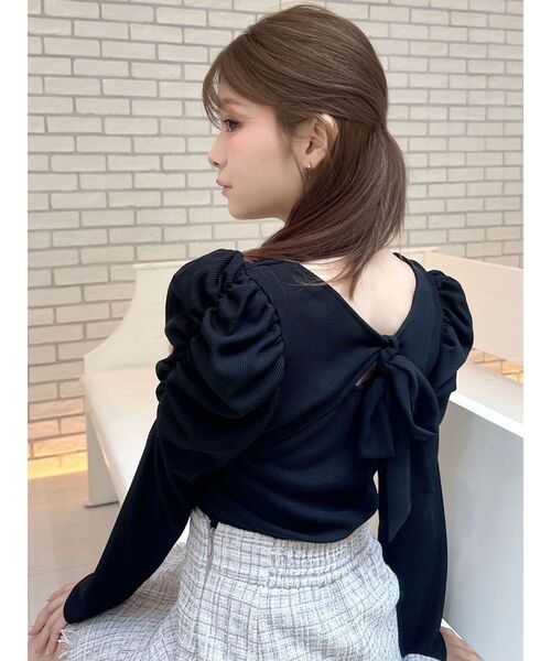RESEXXY(リゼクシー)の「バックリボンカットトップス(Tシャツ/カットソー・レディース・ホワイト/ピンク/ブラック・FREE)」の8枚目の写真