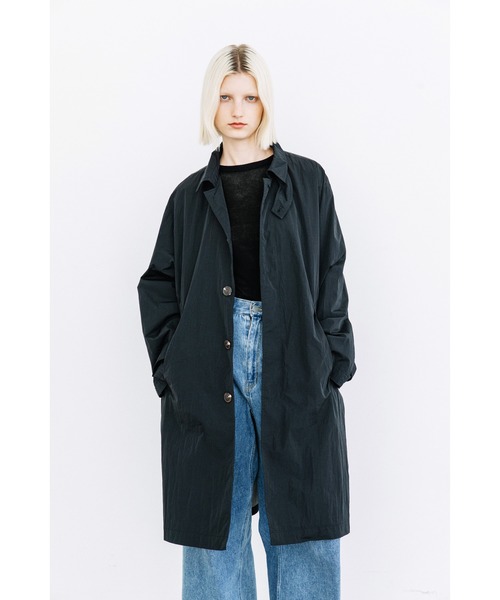6374【美品】TFW49 ステンカラーコート　撥水　ナイロン　ブラック 撥水】ステンカラーコート（ステンカラーコート）｜WCJ（ダブルシー