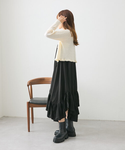 w closet(ダブルクローゼット)の「イレヘムキャミワンピース(ワンピース・レディース・ブラック/ベージュ/ホワイト・FREE)」の11枚目の写真