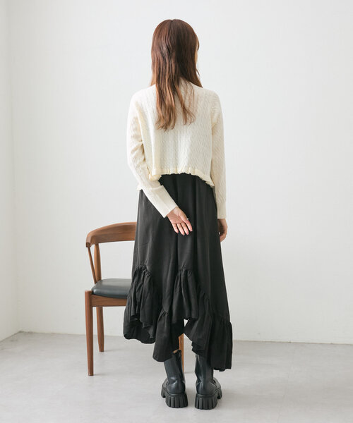 w closet(ダブルクローゼット)の「イレヘムキャミワンピース(ワンピース・レディース・ブラック/ベージュ/ホワイト・FREE)」の12枚目の写真