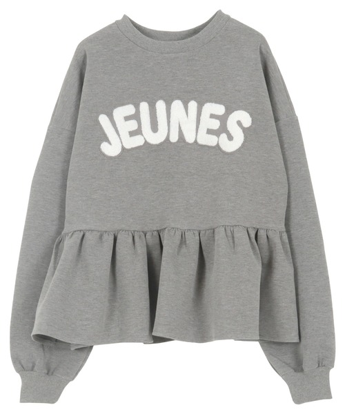 KOBE LETTUCE（コウベレタス）の「さがらロゴペプラムダイバートップス（スウェット・レディース・ブラック/アイボリー系/グレー・M）」の12枚目の写真