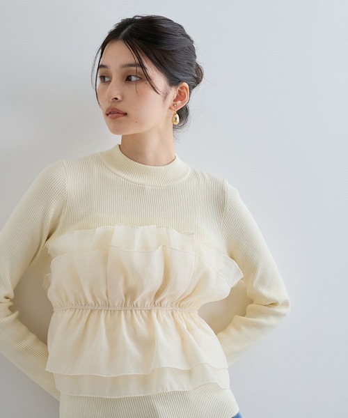 VIS（ビス）の「旬なレイヤードスタイルが叶う！ビスチェドッキングニット/洗える（ニット/セーター・レディース・ライトグレー/キナリ/ブラック/ホワイト系その他・FREE）」の3枚目の写真