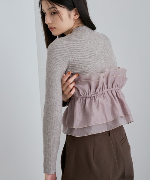 VIS（ビス）の「旬なレイヤードスタイルが叶う！ビスチェドッキングニット/洗える（ニット/セーター・レディース・ライトグレー/キナリ/ブラック/ホワイト系その他・FREE）」の22枚目の写真
