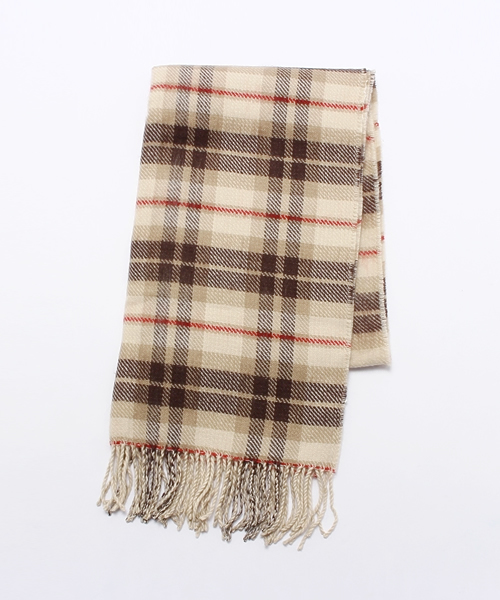 VENCEEXCHANGE(ヴァンスエクスチェンジ)の「チェック無地リバーシブルストール (ストール/ショール・レディース・レッド/ブルー/ライトブラウン・FREE)」の1枚目の写真