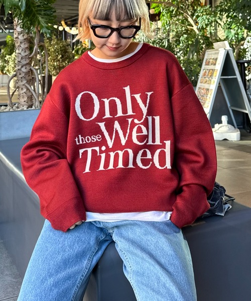 CIAOPANIC TYPY（チャオパニックティピー）の「【ユニセックス】メッセージロゴジャガードニット（ニット/セーター・メンズ・アイボリー/グレー/ボルドー/ネイビー・MEDIUM/LARGE）」の4枚目の写真