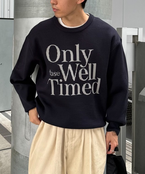 CIAOPANIC TYPY（チャオパニックティピー）の「【ユニセックス】メッセージロゴジャガードニット（ニット/セーター・メンズ・アイボリー/グレー/ボルドー/ネイビー・MEDIUM/LARGE）」の15枚目の写真