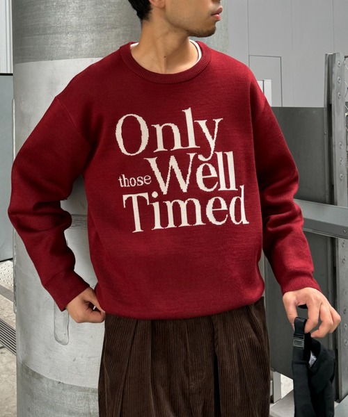 CIAOPANIC TYPY（チャオパニックティピー）の「【ユニセックス】メッセージロゴジャガードニット（ニット/セーター・メンズ・アイボリー/グレー/ボルドー/ネイビー・MEDIUM/LARGE）」の7枚目の写真