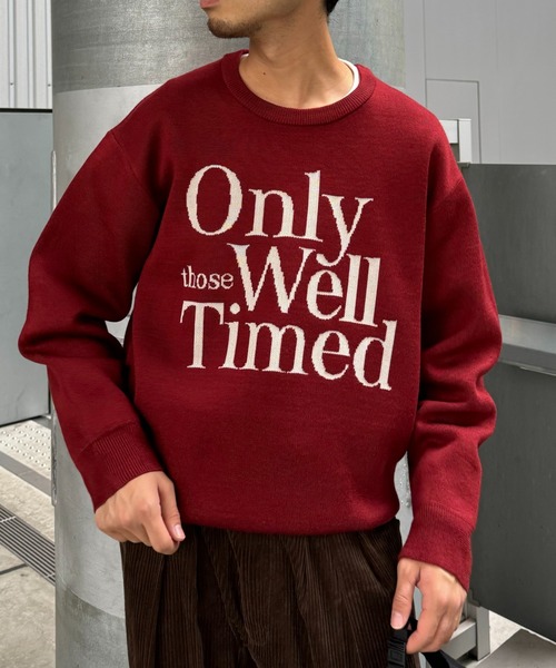 CIAOPANIC TYPY（チャオパニックティピー）の「【ユニセックス】メッセージロゴジャガードニット（ニット/セーター・メンズ・アイボリー/グレー/ボルドー/ネイビー・MEDIUM/LARGE）」の14枚目の写真