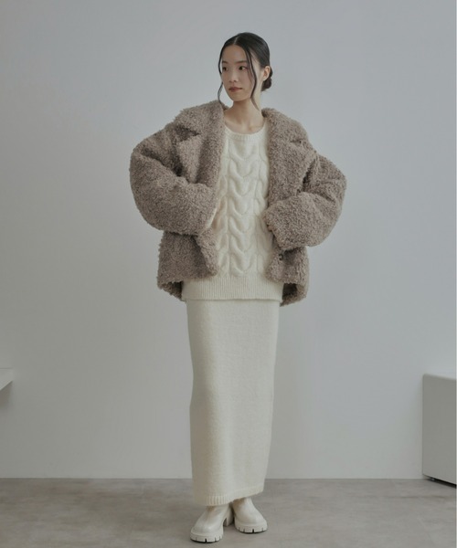 olu.ファーコート　チャコールグレー Olu.（オルドット）の「カーリーファービッグカラーコート（その他