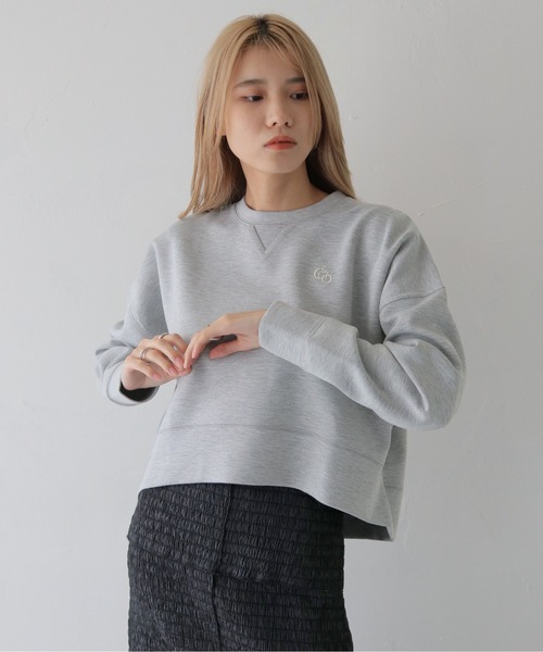 CLEIO（クレイオ）の「【CLEIO】刺繍ロゴ入りポンチトレーナー/EMBROIDERY LOGO PONTE PULLOVER/980-12622（Tシャツ/カットソー・レディース・ネイビー/グレー・FREE）」の4枚目の写真